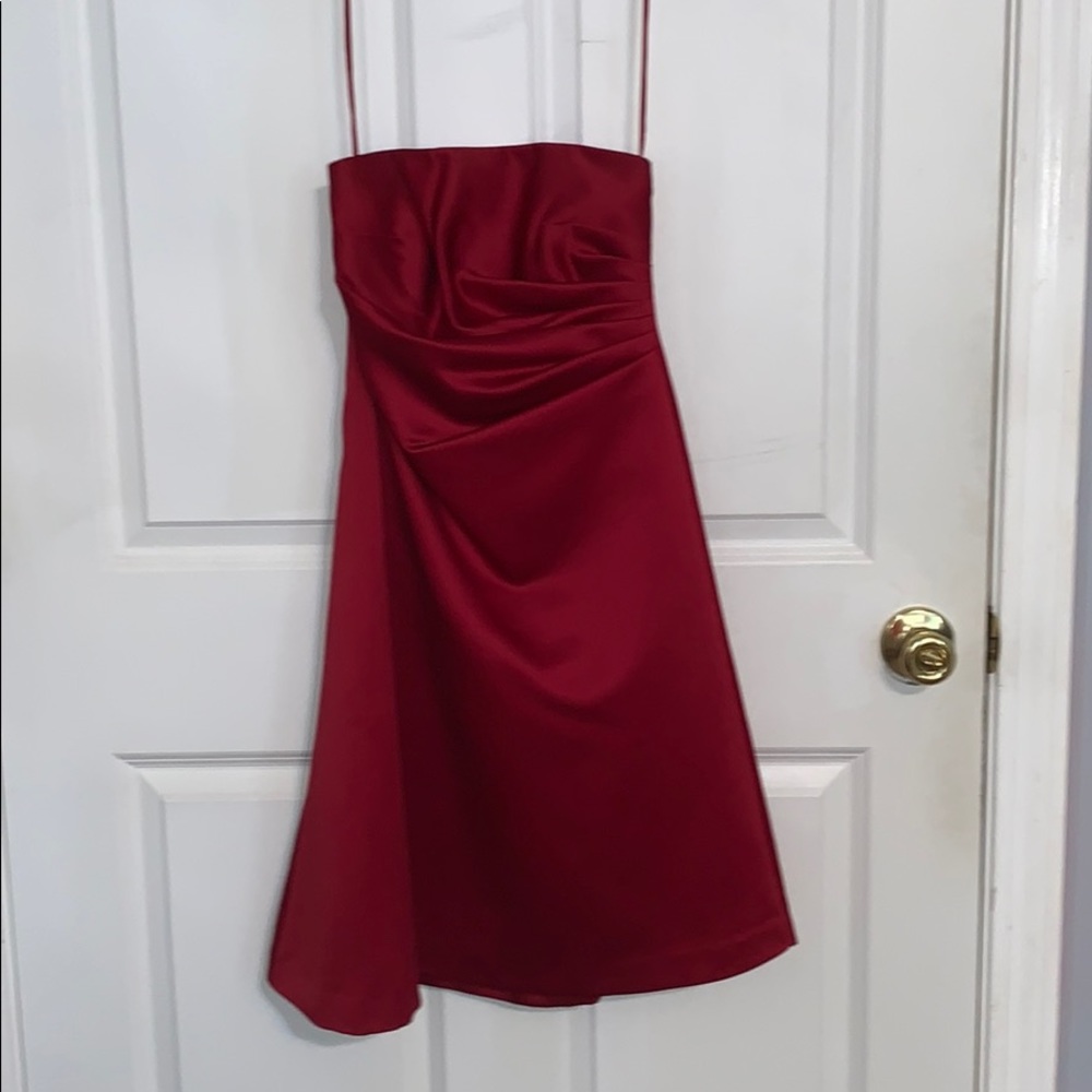 Red silk formal dress